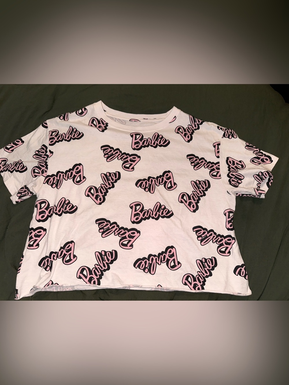Barbie White Tee with Pink and Black Logo Print
